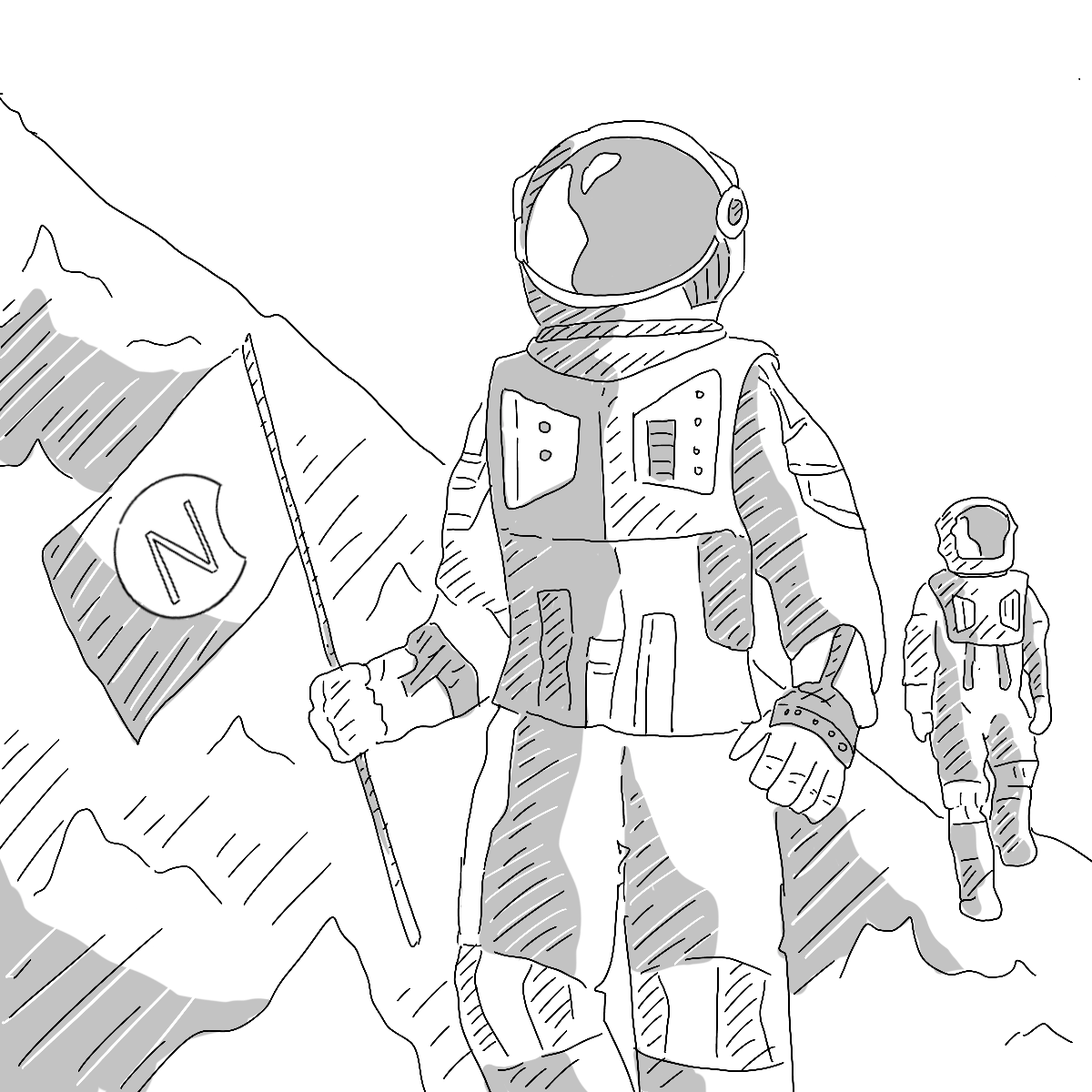 Astronaut planting Nalgoo flag – ATS visual